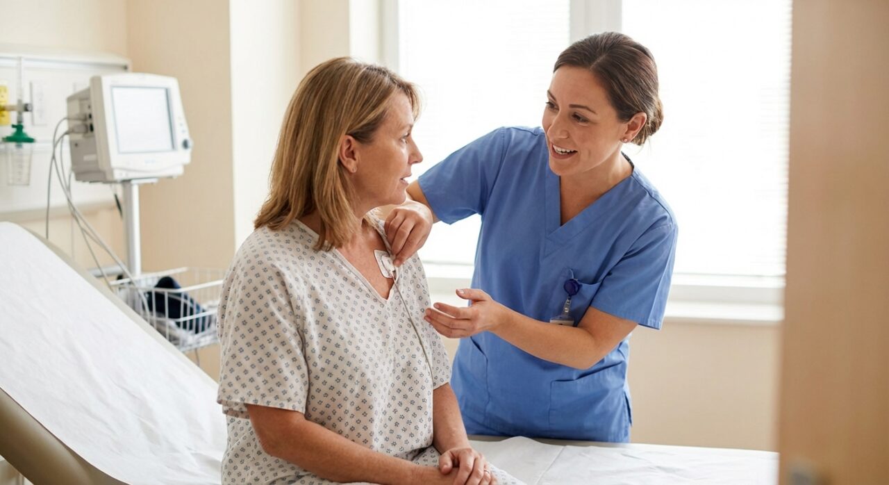 心電図検査中 英語フレーズ 電極装着